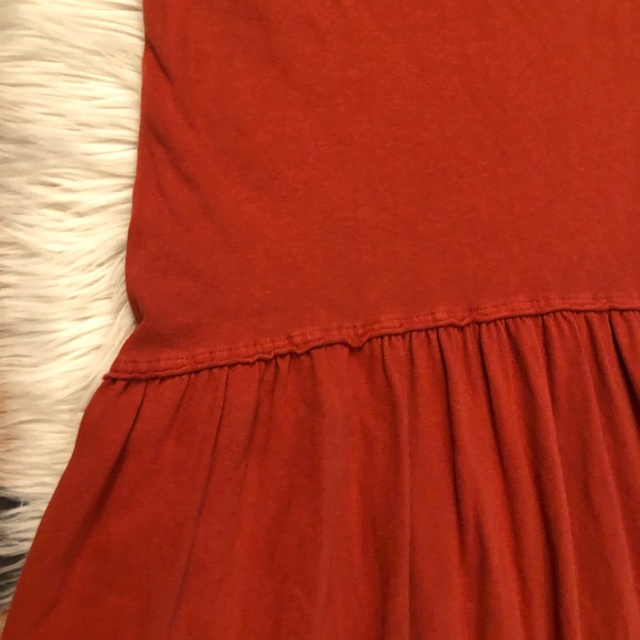 Free People Beach Burnt Orange Boho Dropped Waist Relaxed Fit Midi Dress XS/S - Picture 8 of 15